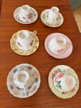 Vintage Floral Bone China Teacup & Saucer Collection - Mixed Floral Patterns